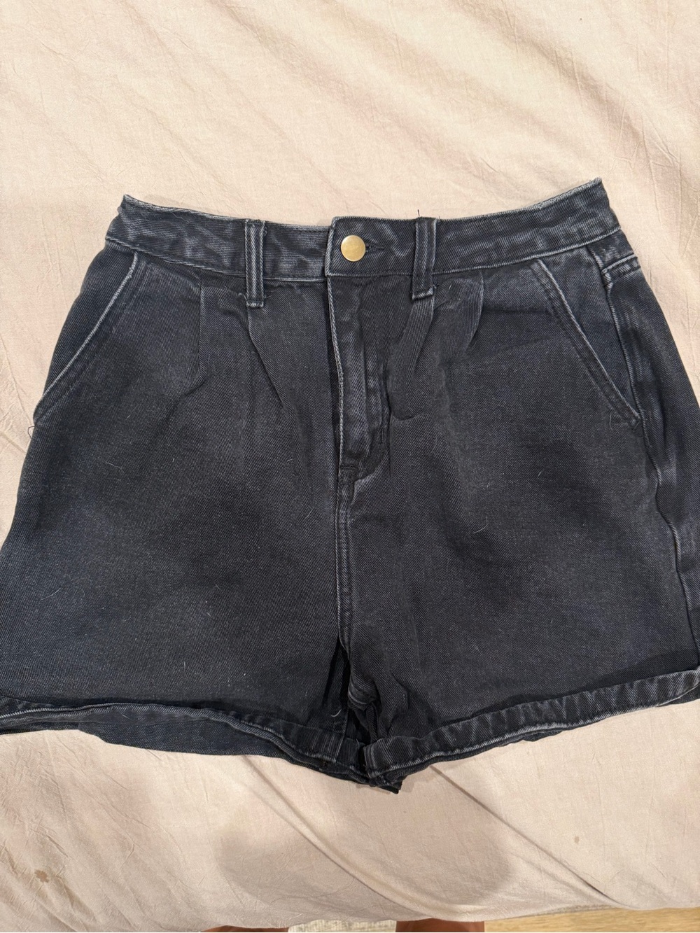 Mod Ref Black High-Rise Denim Shorts
